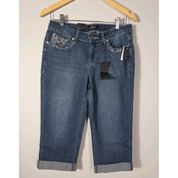 Earl Jeans Denim - Y2K Earl Jean Capri Jeans Women's 8P Rhinestone Embellished Denim McBling